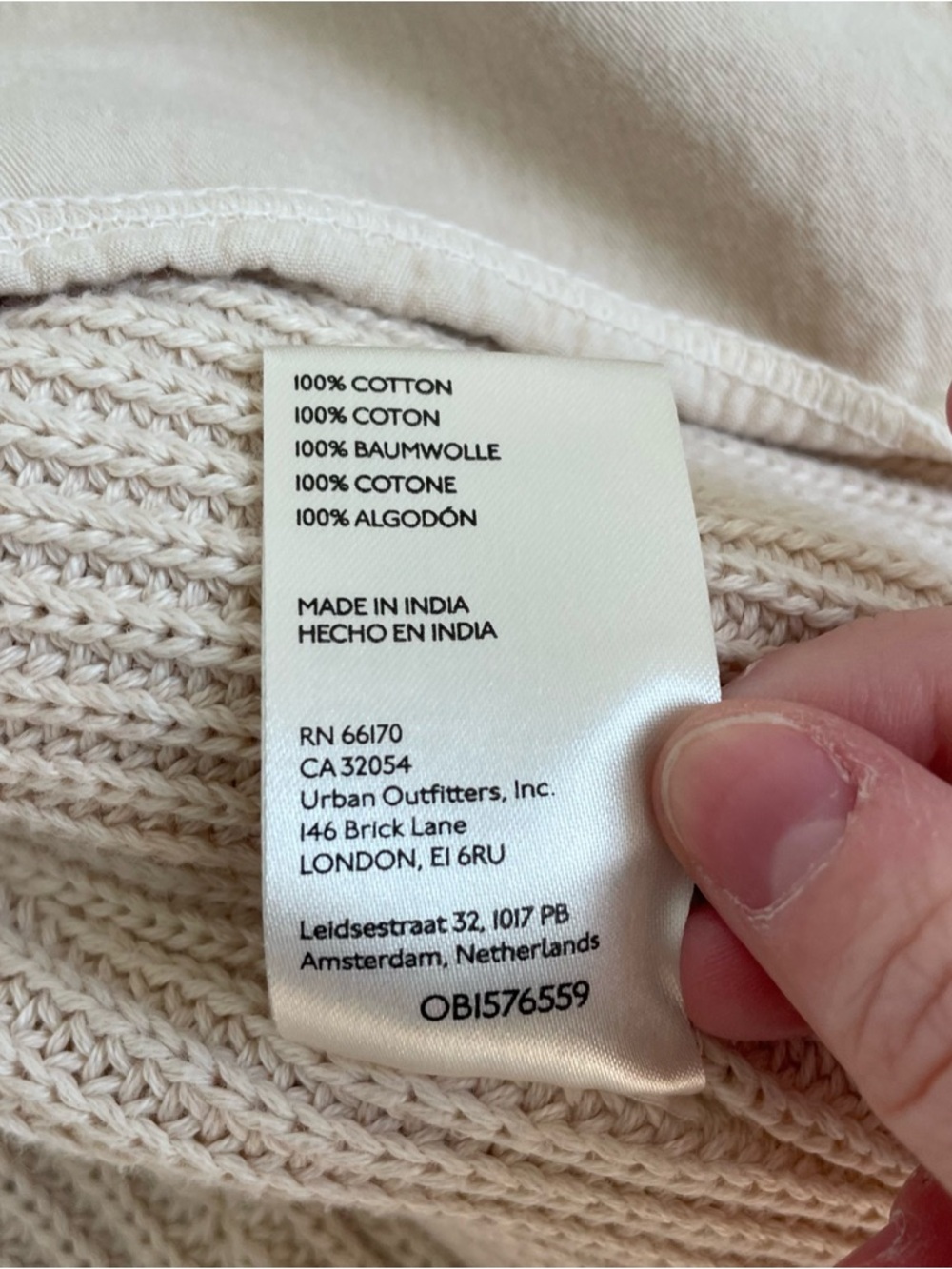 Free People 100% Cotton Worn Thru Surplus cardigan Sweater Champagne Dream large - Picture 6 of 7
